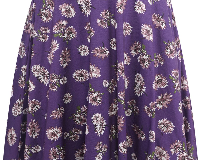 oxiuly Women's V-Neck Cap Sleeve Floral Casual Work Stretchy Swing Dress OX233 (XL, Purple Floral) - Image 4